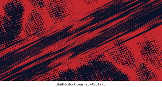 Red halftone dots blue color pattern gradient grunge texture background. Dot pop art comic sport style vector illustration. Eps10
