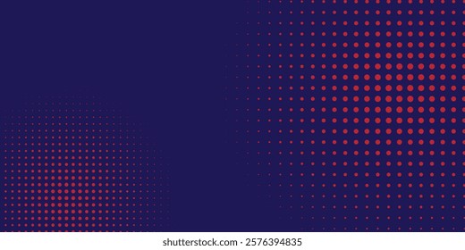 Red halftone dots blue color pattern gradient grunge texture background. Dot pop art