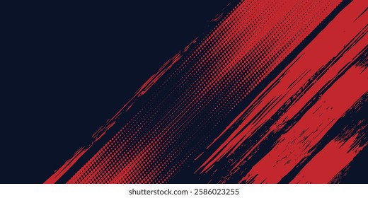 Red halftone dots blue color pattern gradient grunge texture background. Dot pop art comic sport style dots grunge arts background