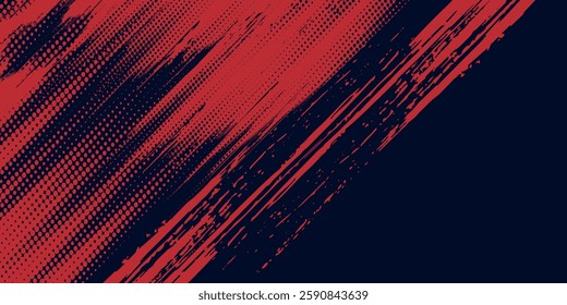 Red halftone dots blue color pattern gradient grunge texture background. Dot pop art comic sport 