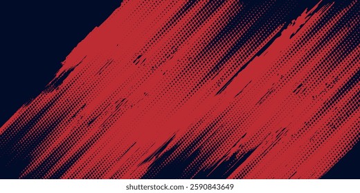 Red halftone dots blue color pattern gradient grunge texture background. Dot pop art comic sport 
