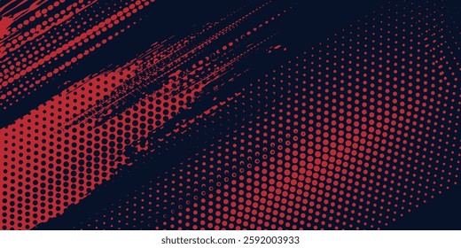 Red halftone dots blue color pattern gradient grunge texture background. Dot pop art comic sport  modern arts 