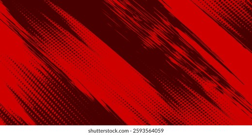 Red halftone dots blue color pattern gradient grunge texture background. Dot pop art comic sport style vector illustration. Eps10