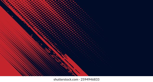 Red halftone dots blue color pattern gradient grunge texture background. Dot pop art comic sport style  red modern