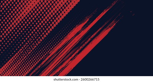 Red halftone dots blue color pattern gradient grunge texture background. Dot pop art comic sport style  sport background