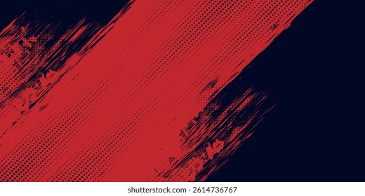 Red halftone dots blue color pattern gradient grunge texture background. Dot pop art comic sport style vector illustration.