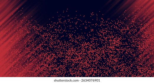 Red halftone dots blue color pattern gradient grunge texture background. vector illustration, eps10.