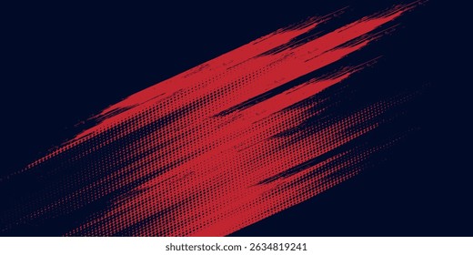 Fondo de textura grunge de gradiente de patrón de color azul de puntos de semitono rojo. Dot pop art comic estilo deportivo Ilustración vectorial Vector rojo grunge negro