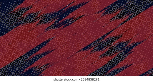 Red halftone dots blue color pattern gradient grunge texture background. Dot pop art comic sport style vector illustration. Eps10