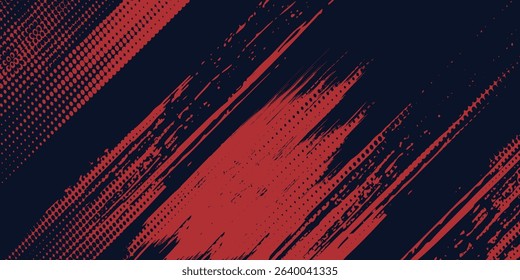 Red halftone dots blue color pattern gradient grunge texture background. Dot pop art comic sport style  modern arts