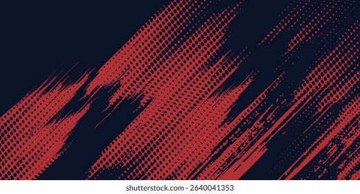 Red halftone dots blue color pattern gradient grunge texture background. Dot pop art comic sport style  modern arts