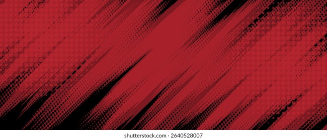 Red halftone dots blue color pattern gradient grunge texture background. Dot pop art comic sport style vector illustration. Eps10