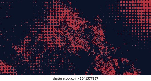 Red halftone dots blue color pattern gradient grunge texture background. Dot pop art comic sport style art