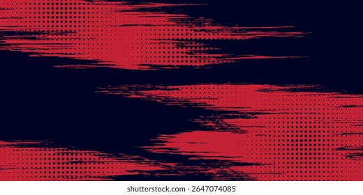 Red halftone dots blue color pattern gradient grunge texture background. Dot pop art comic sport style vector illustration.