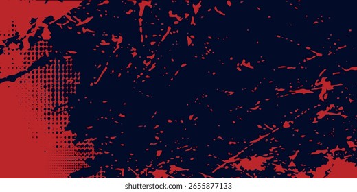 Red halftone dots blue color pattern gradient grunge texture background. Dot pop art comic sport style vector illustration. Eps10