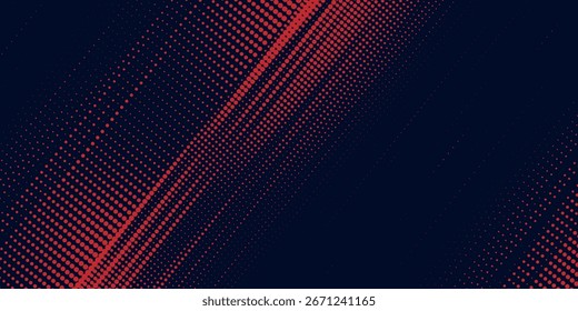 Meio-tom vermelho pontos cor azul padrão gradiente gradiente textura fundo. Dot pop art cômico esporte estilo.
