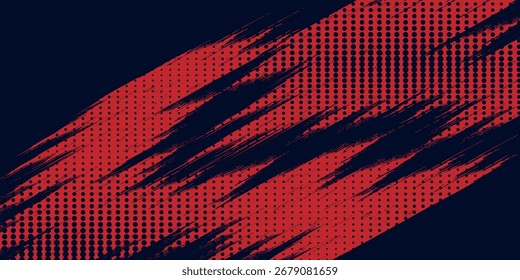 Meio-tom vermelho pontos cor azul padrão gradiente gradiente textura fundo. Vetor de estilo de quadrinhos de arte pop ponto