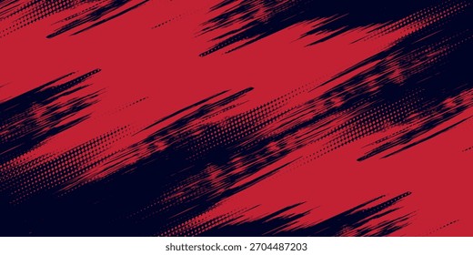 Red halftone dots blue color pattern gradient grunge texture background. Dot pop art comic sport style vector illustration.