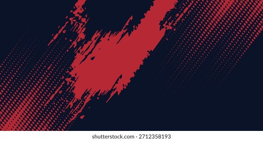 Fondo de textura grunge de gradiente de patrón de color azul de puntos de semitono rojo. Punto pop art cómic estilo deportivo textura de Vector vintage eps10