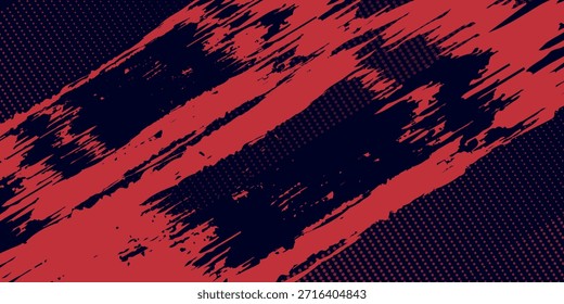 Red halftone dots blue color pattern gradient grunge texture background. Dot pop art comic sport style vector