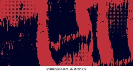 Fondo de textura grunge de gradiente de patrón de color azul de puntos de semitono rojo. moderno