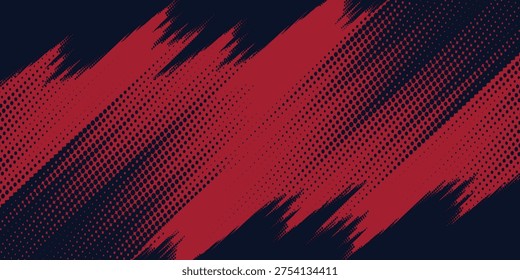 Red halftone dots blue color pattern gradient grunge texture background. Dot pop art comic sport style vector football, basketball, baseball, tennis, rugby, bicycling background grunge	