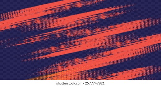 Red halftone dots and dark blue gradient pattern grunge background texture. Pop art sports style vector illustration