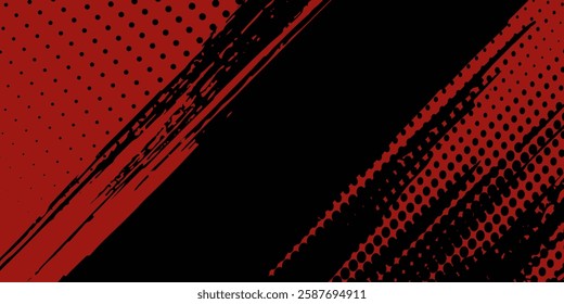 Red halftone dots gradient grunge texture background