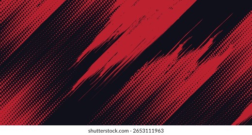 O padrão de cor de plano de fundo da textura gradiente dos pontos de meio-tom vermelhos. Ponto pop arte esporte estilo vetor moderno esporte grunge