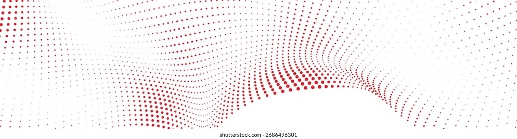 Fondo abstracto punteado rojo de la onda para el Diseño web del Anuncio publicitario, carteles modernos y obras de arte de la impresión digital en tono degradado minimalista