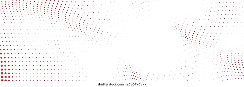 Red halftone dotted abstract wave background for advertising banner web design modern posters and digital print artwork in minimalist gradient tone