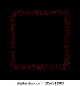 Red halftone dotted square frame. Space for text. Vector illustration.