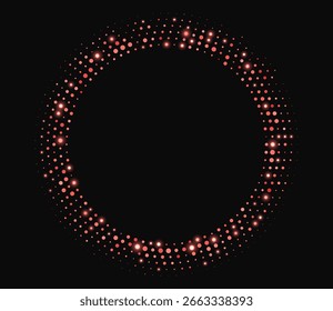 Marco rojo del semitono, bordes brillantes del círculo, modelo redondo con los puntos, elemento radial del diseño del lujo del disco.