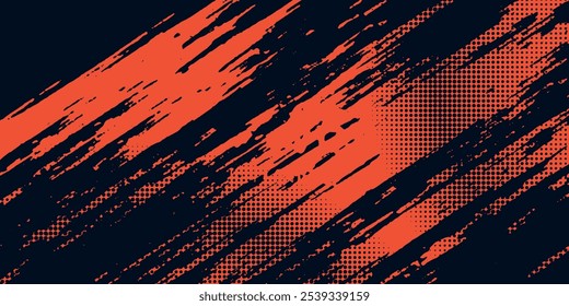 red halftone grunge on black background Illustration