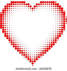 Red halftone heart. Vector illustration.
