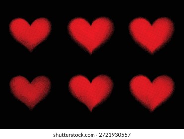  Ilustración vectorial de corazón de semitono rojo, símbolo de amor romántico Pop estilo de arte corazón ilustración de semitono