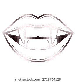 Icono rojo de la impresión de los labios del semitono en el fondo blanco