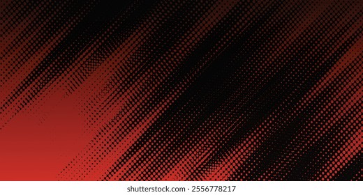Red halftone on black background. Vector dotted sparkles or halftone shine pattern texture Pop Art Style Background. Vector EPS 10
