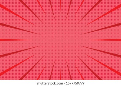 Red halftone pop art background. Comic retro banner illustration template