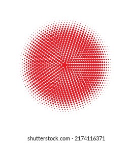 Red Halftone Shape. Vector Modern. Abstract Background. Texture Element. Dot Background. Circle Background. Gradient Art. Round Logo. Design Art.