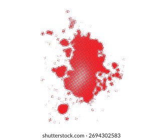 Salpicadura de semitono rojo aislado sobre fondo blanco crea un elemento de diseño dinámico y llamativo, perfecto para agregar un toque de estilo moderno