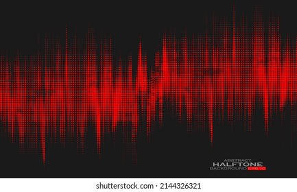 Red halftone vector abstract background on black theme