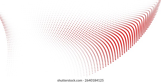 Red halftone wave design with dynamic curves and soft gradient transitions perfect for bold vector backgrounds modern prints or abstract layout compositions