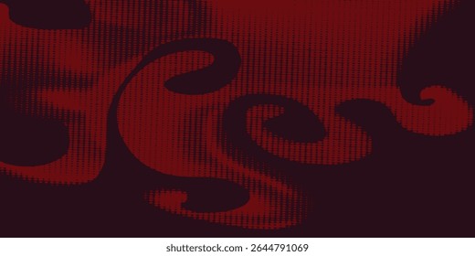Red halftone wavy batik background. Pop art dot sport batik style vector.