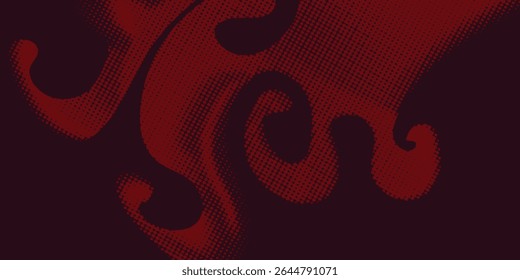 Fondo de batik ondulado de semitono rojo. Vector de estilo batik Pop art dot sport.