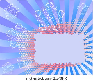 red halftone and white snowflakes background