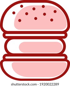 Red hamburger, illustration, vector on white background.