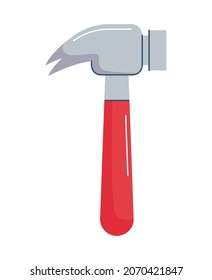 red hammer design over white