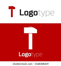 Red Hammer icon isolated on white background. Tool for repair. Logo design template element. Vector Illustration