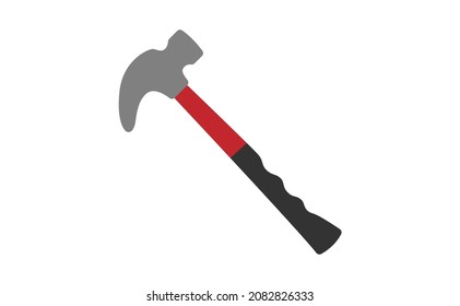 Red Hammer Vector Icon Isolated On White Background